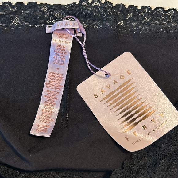 SavageXFenty 3X Panties Cotton Essentials Lace-Trim Cheeky black caviar NWT - Picture 8 of 8